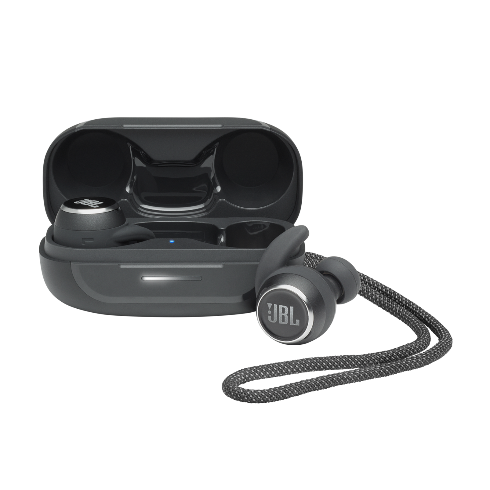 JBL Reflect Mini NC - Black - Waterproof true wireless Noise Cancelling sport earbuds - Hero